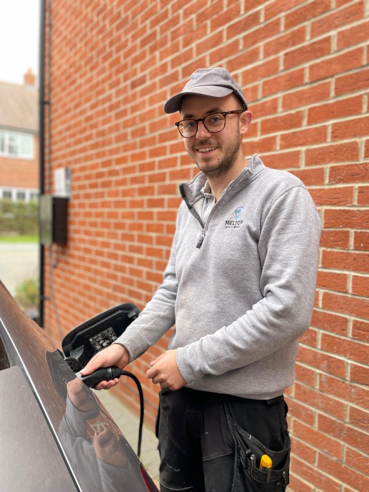 Luke from Melton Electrical with EV charger