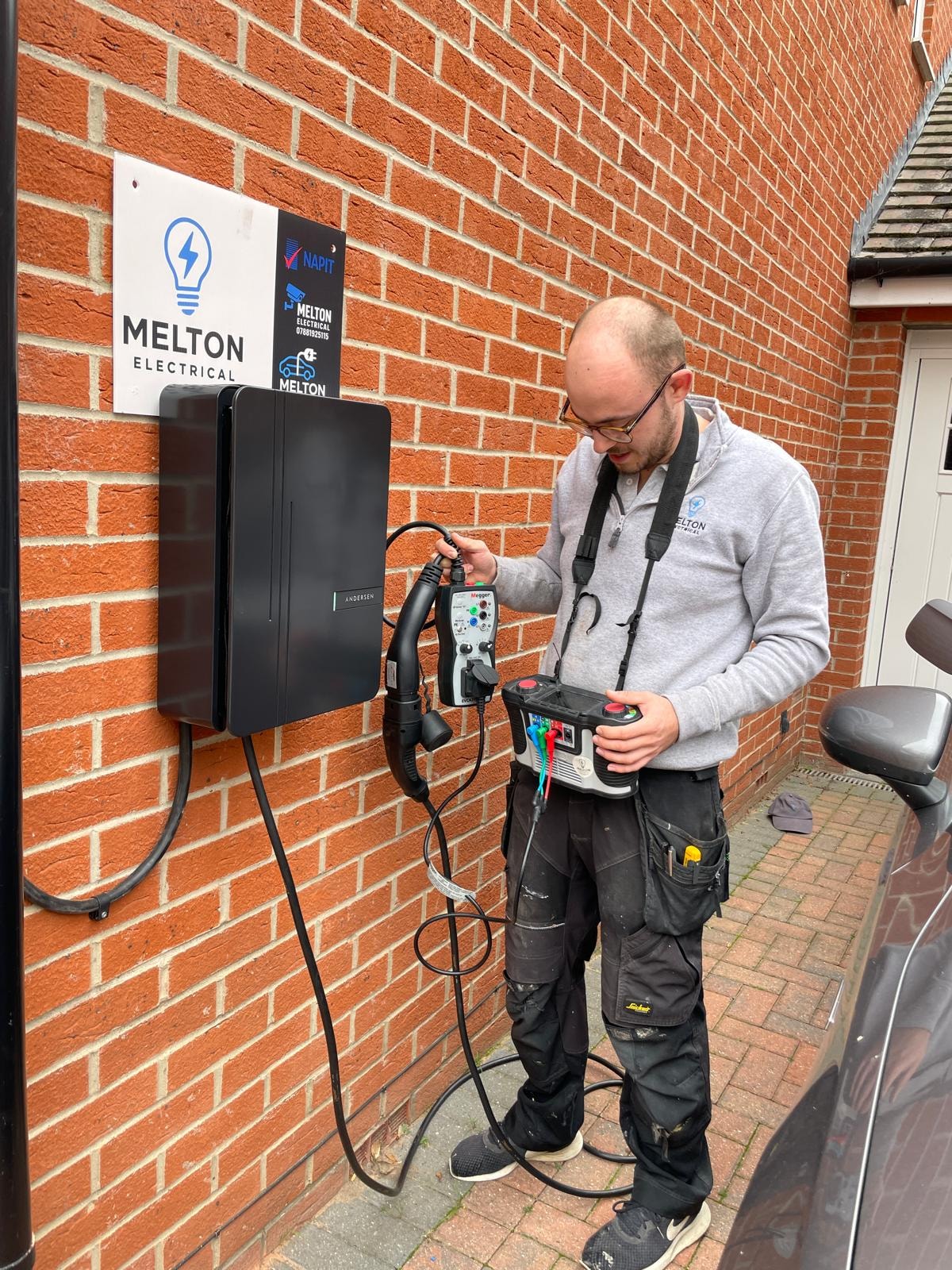 Luke commissioning an Andersen EV charger